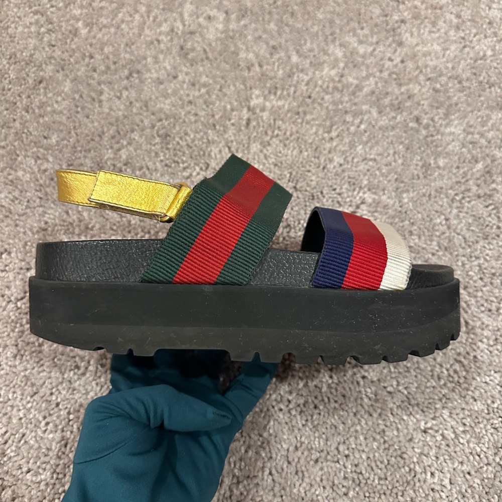 Gucci RIMINI Multicolor Striped Sandals - Size 39 - Picture 5 of 7